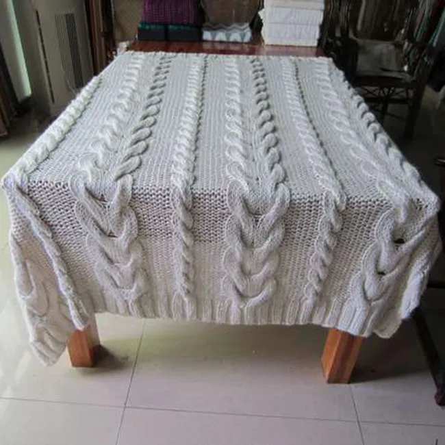 50DA47 100%acrylic oversized handknit like cable knit sofa bedding blanket throw