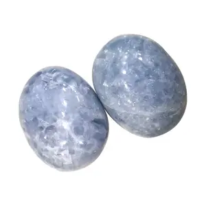 Wholesale Factory Price Of Natural Polished Blue Calcite Crystal Palm Stone