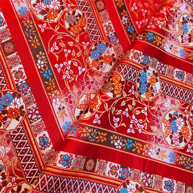 Gorgeous Stripe Polyester Fabric with Metallic Jacquard for Children Apparel Kimono