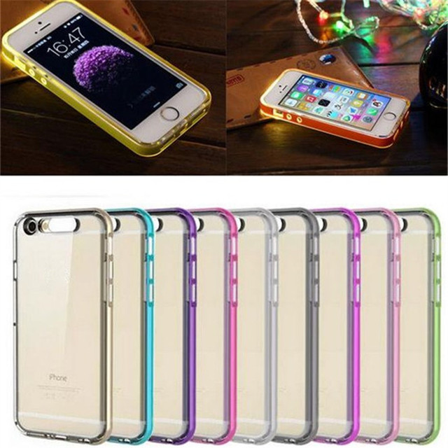 JESOY LED Blink Light up Remind Incoming Call TPU PC Cover for Iphone 4 5 6 6s 7 8 Case Skin