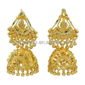 Boucles d'oreilles en fausses perles de couleur or, livraison gratuite, style ethnique, bijoux traditionnels Bali Jhumki