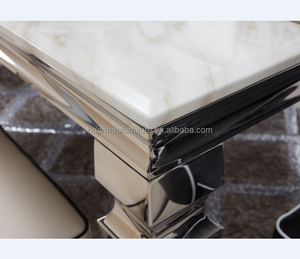 Moderno Acero inoxidable corte personalizado mesa de mármol mesa de comedor y 6 sillas - Product Image 5