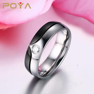 POYA — <span class=keywords><strong>bague</strong></span> de mariage en pierre CZ pour femmes et hommes, anneau de fiançailles de couleur or Rose ou argent, qualité AAA - Product Image 5