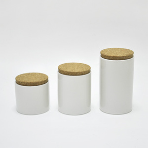 Frasco de azúcar de almacenamiento de alimentos ecológico de cerámica blanca de pato dolomita con cubierta de corcho - Product Image 4