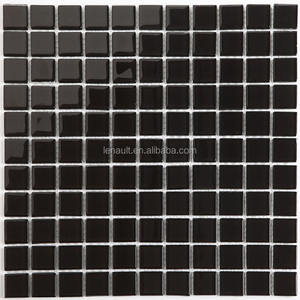 Telhas mosaicas de vidro cristal preto para parede ou piso