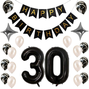 Palloncini per Festa di Compleanno 30 Anni, Decorazioni, Grande Palloncino in Foil '30 Years', Palloncini in Lattice Bianchi e Neri - Product Image 4