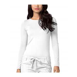 <span class=keywords><strong>T</strong></span>-<span class=keywords><strong>Shirt</strong></span> à manches longues pour femmes, vêtement chinois bon marché, uniforme blanc, sous-vêtements, à col ras du cou, 2020 - Product Image 1
