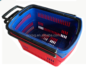 Barato supermercado/Centro Comercial plástico rodando cesta con doble asa para <span class=keywords><strong>la</strong></span> venta - Product Image 1