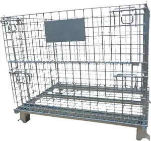 Pliable Entrepôt Logistique Chariot À Cage de Stockage En Treillis Métallique