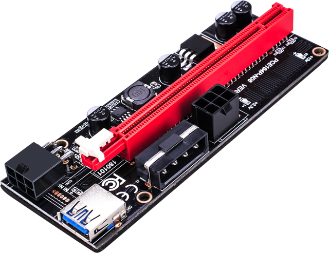 ER 009S PCI-E 1X to 16X LER Riser Card Extender PCI Express Adapter USB 3.0 Cable Power Supply