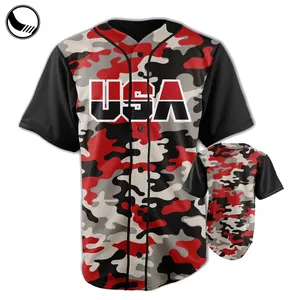 Full Dye Sublimation Camo Button Down Baseball Jerseys