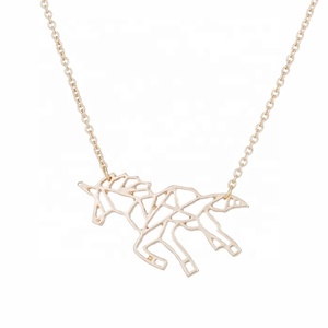 MECYLIFE collier animal mignon collier cheval géométrique en acier inoxydable bijoux <span class=keywords><strong>Origami</strong></span> licorne collier - Product Image 4