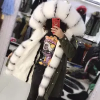 パーカコートの女の子のための2018最新のファッション冬のアウターリアルレックスウサギの毛皮の裏地