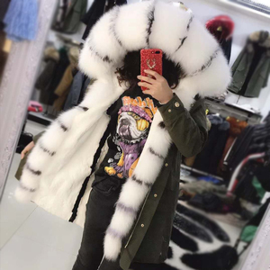 Nuovissimo Cappotto Invernale alla Moda 2018 con Fodera in Vera Pelliccia di Coniglio Rex per Ragazze - Product Image 1