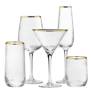 Sxgc Groothandel Handgemaakte Goud Zilver Velg Wijn Glas Fancy Wijnglas