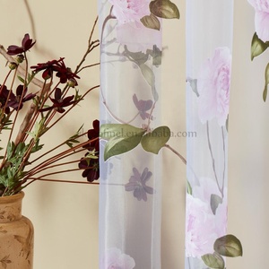 Topfinel Pink Floral Rose Print Tulle <strong>Curtains</strong> <strong>for</strong> Window Elegant Yarn <strong>for</strong> Living Room Bedroom <strong>Kitchen</strong> Door <strong>Curtain</strong> Drapes - Product Image 4