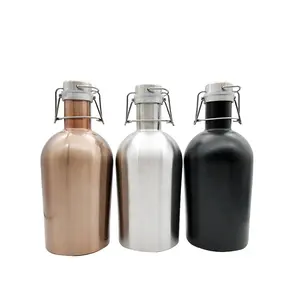 Özel Logo 2 litre/64 oz ons çift duvar 304ss bira growler salıncak üst