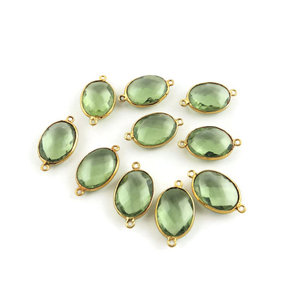 ขั้วต่อประกันตัวคู่สีเงินสเตอร์ลิง925พร้อมเครื่องประดับควอตซ์อเมทิสต์สีเขียว - Product Image 1