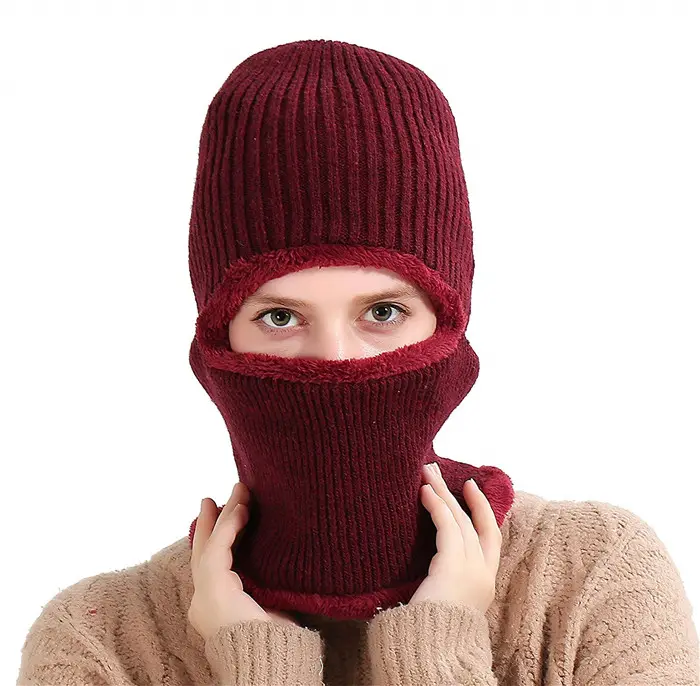 Hot sale solid color women full face mask warm fleece balaclava winter fashion ski mask