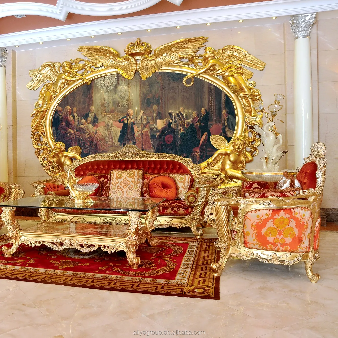 Диваны для гостиной комнаты, особые свойства и античный внешний вид, Новый классический набор диванов в стиле барокко