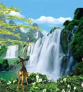 Hermosa Pintura Decorativa de Pared con Paisaje de Cascada - Product Image 3