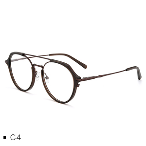 Nova moda redonda de metal óculos armações de acetato dupla ponte azul bloqueando a luz dos quadros dos vidros ópticos - Product Image 6