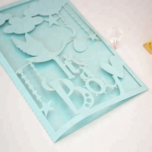 Carte d'invitation de baptême de décoration de douche de bébé pour garçons <span class=keywords><strong>et</strong></span> filles découpée au laser - Product Image 3
