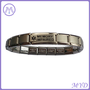 Vértigo con láser de acero inoxidable brazalete de identificación médica italiana - Product Image 2