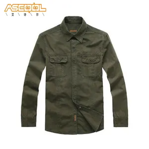 Camicie in tela anti-pilling alla moda con due tasche per <span class=keywords><strong>uomo</strong></span>, camicie stile militare con due linee di cucitura dalle tasche - Product Image 1