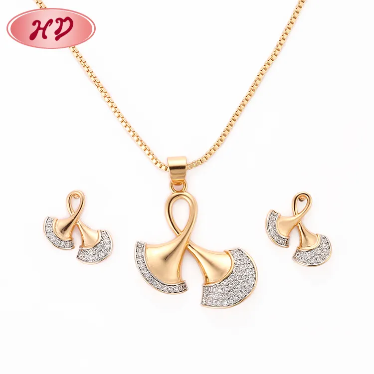 Fabrik Großhandel Modeschmuck Gold Halskette Ohrring Set Korea Imitation Schmuck