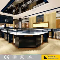 RonRun master design tempered glass boutique shopping mall furniture jewelry store and watch kiosk wooden tower showcase