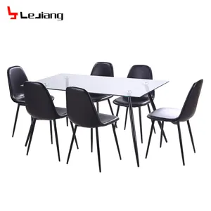 Muestra gratuita de muebles extensibles para restaurante, mesa de comedor pequeña hecha en cristal de 10 asientos, mesa de comedor real coreana en Vietnam