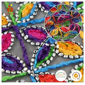 2017 venda Quente colorido cabo de renda bordada africano seco tailândia tecido by the yard da suíça