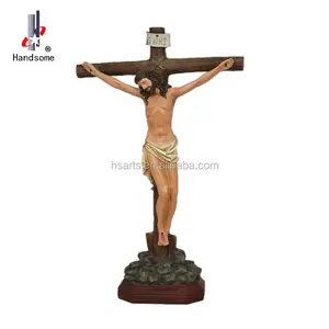 Rosari in resina gesù croce crocifisso cattolico figurine religiose statua regalo artigianato decorazioni da parete per Desktop