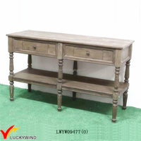 Table de Console en bois blanc Antique, avec 2 tiroirs, 1 pièce
