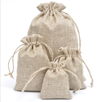 Sac à cordon personnalisé en chanvre, lin et jute naturel avec imprimés animaliers – Pochette promotionnelle en lin et jute
