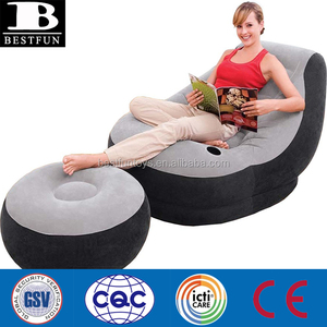 Custom Flocked Inflatable <strong>Recliner</strong> <strong>Chair</strong> With <strong>Footstool</strong> Lightweight Large Garden Sofa for Outdoor Home Furniture - Product Image 4