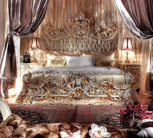Luxury baroque bed furniture set for bed room