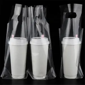 투명 다이 플라스틱 가방 음료 운반/커피 걸릴/우유 차 포장 가방