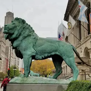 安価な製品立っ動物銅像鋳造彫刻 lionfor ガーデン