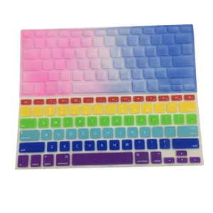 Groothandel toetsenbord cover huawei 14-Kleurrijke Soft Rainbow Silicone Toetsenbord Cover Skin Protector voor Macbook Air Pro Retina 13 "15" 17"