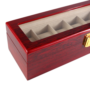 6 yuvası fantezi kiraz ahşap parlak lake takı bileklik İzle saklama kutuları - Product Image 4