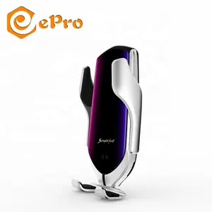 Cargador de coche R1 con sujeción automática, soporte de teléfono de carga rápida para iPhone, Huawei, Samsung, 10W, cargador inalámbrico para coche R1