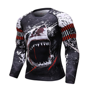 Wholesale Custom 3D Printed MMA Rash Guard Sports Wear Spandex Body Tight Gym <strong>T</strong> <strong>Shirt</strong> <strong>for</strong> Workout <strong>Swimming</strong> Personalized Logo - Product Image 5