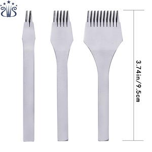 Poinçon de trou en cuir, poinçon de <span class=keywords><strong>ceinture</strong></span> en acier blanc 2/5/10 broches outils d'artisanat en cuir outil de couture de laçage - Product Image 2