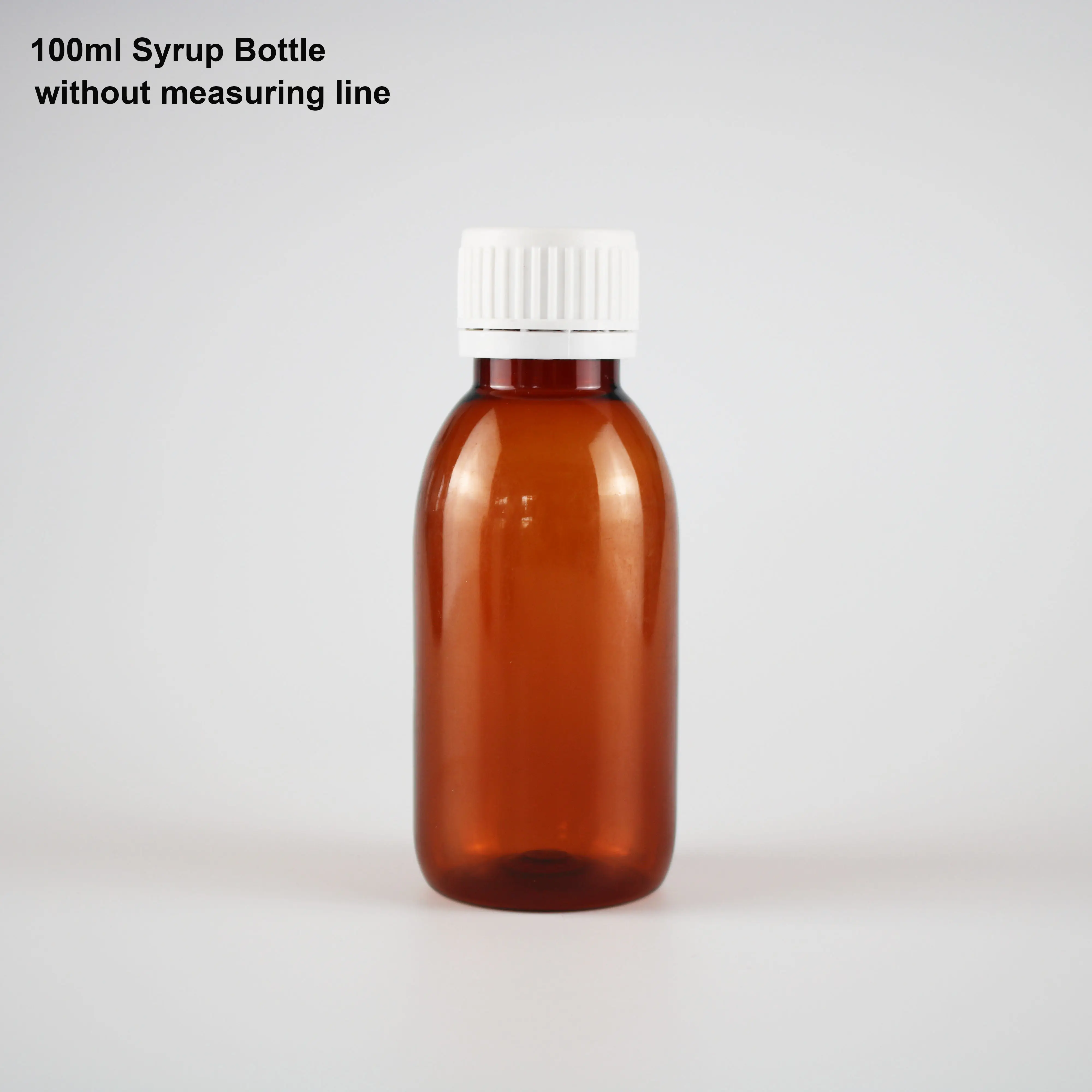 PET amber 100ml syrup bottle with leak proof cap for cough