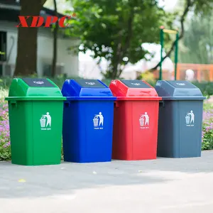 China best price outdoor square colorful 13 gallon park garbage bin kids dustbin trash can with lid