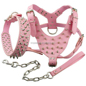 Arnés de Entrenamiento para Perros, Collar de Cuero Suave con Remaches, Conjunto de Arnés y Correa para Perros - Product Image 4