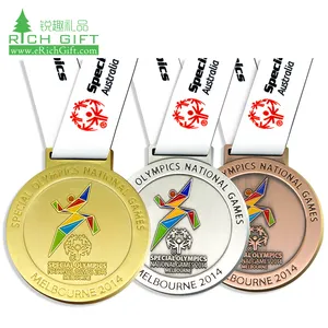 Fertigen Sie personal isierte 3D-Sportdruckguss weiche Emaille benutzer definierte Gold Silber Bronze Meisterschaft Auszeichnungen Ehren medaille