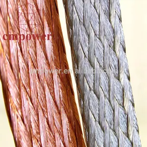 Silver plated copper braid cable flat tinned braided grounding wire
